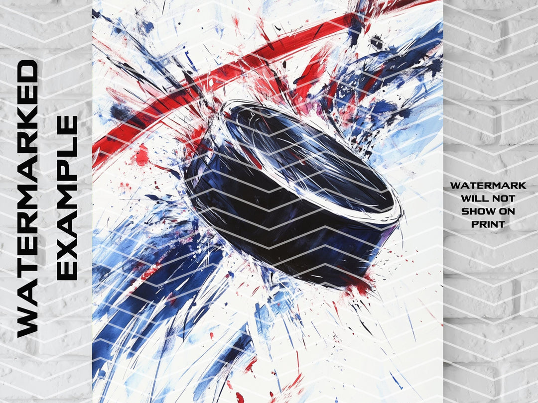 Hockey Art, Hockey Gift, Hockey Canvas, Hockey Watercolor, Hockey  Painting, Hockey Decor