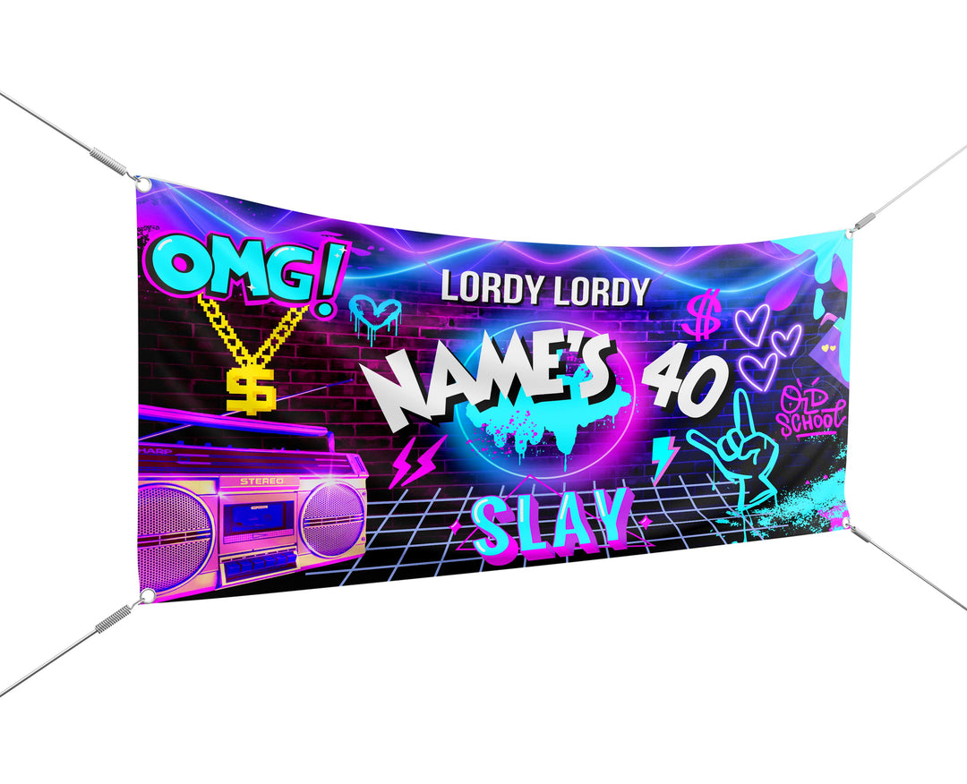 90's Birthday Banner - Old School Hip Hop Fresh Prince