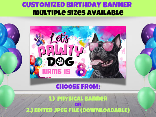 Custom Dog Birthday Banner - Dog Birthday Party Decor