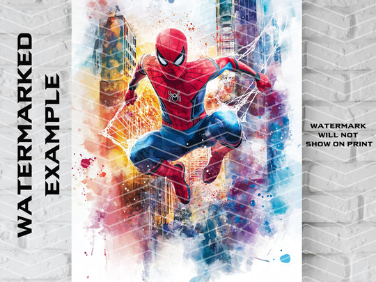 Spiderman Watercolor Art, Spiderman Gift, Superhero Art, Spiderman Poster, Superhero Poster,  Spiderman Canvas