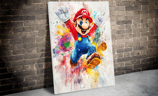 Mario Watercolor Canvas, Mario Gift, Mario Art, Mario Poster, Video Game Poster, Mario Art