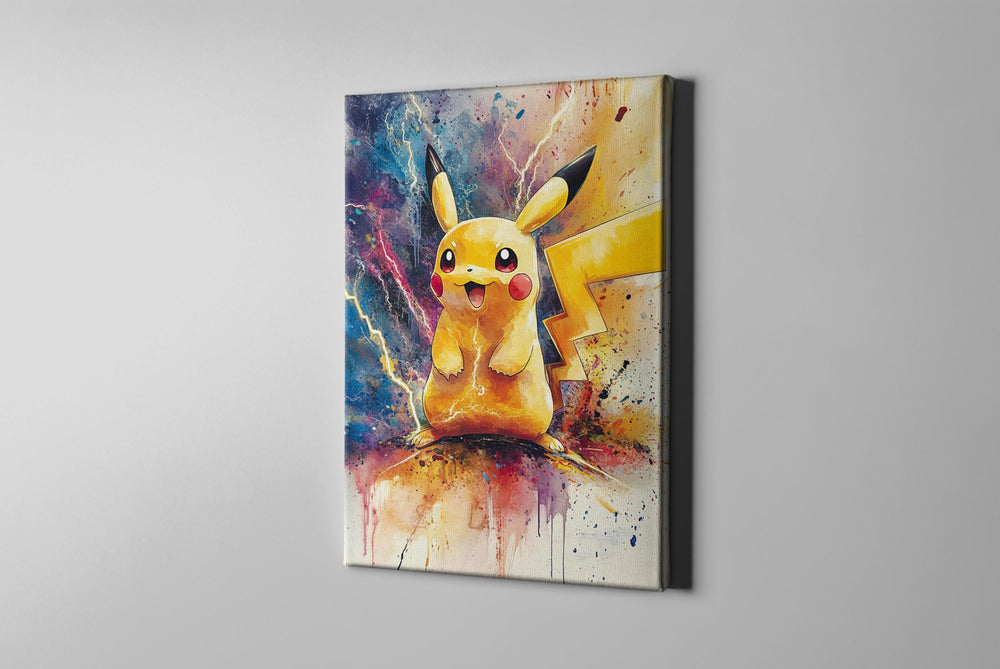 Pikachu Watercolor Canvas, Pikachu Gift, Pikachu Art, Pikachu Poster, Pokemon Poster, Pokemon Art, Pikachu Room Decor, Pokemon Gift