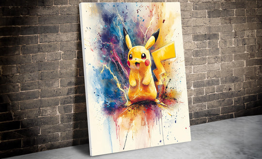 Pikachu Watercolor Canvas, Pikachu Gift, Pikachu Art, Pikachu Poster, Pokemon Poster, Pokemon Art, Pikachu Room Decor, Pokemon Gift