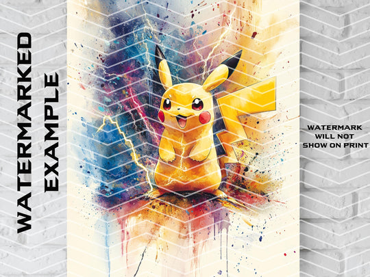 Pikachu Watercolor Canvas, Pikachu Gift, Pikachu Art, Pikachu Poster, Pokemon Poster, Pokemon Art, Pikachu Room Decor, Pokemon Gift