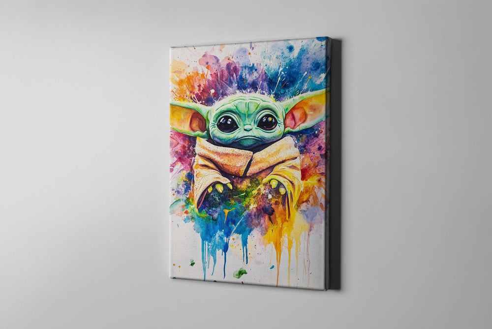 Baby Yoda Watercolor Canvas, Baby Yoda Gift, Yoda Art, Yoda Poster, Starwars Poster, Starwars Art