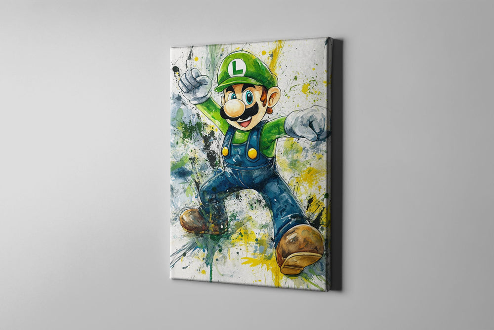 Luigi Watercolor Canvas, Luigi Gift, Luigi Poster, Super Mario Poster, Super Mario Art, Super Mario Canvas