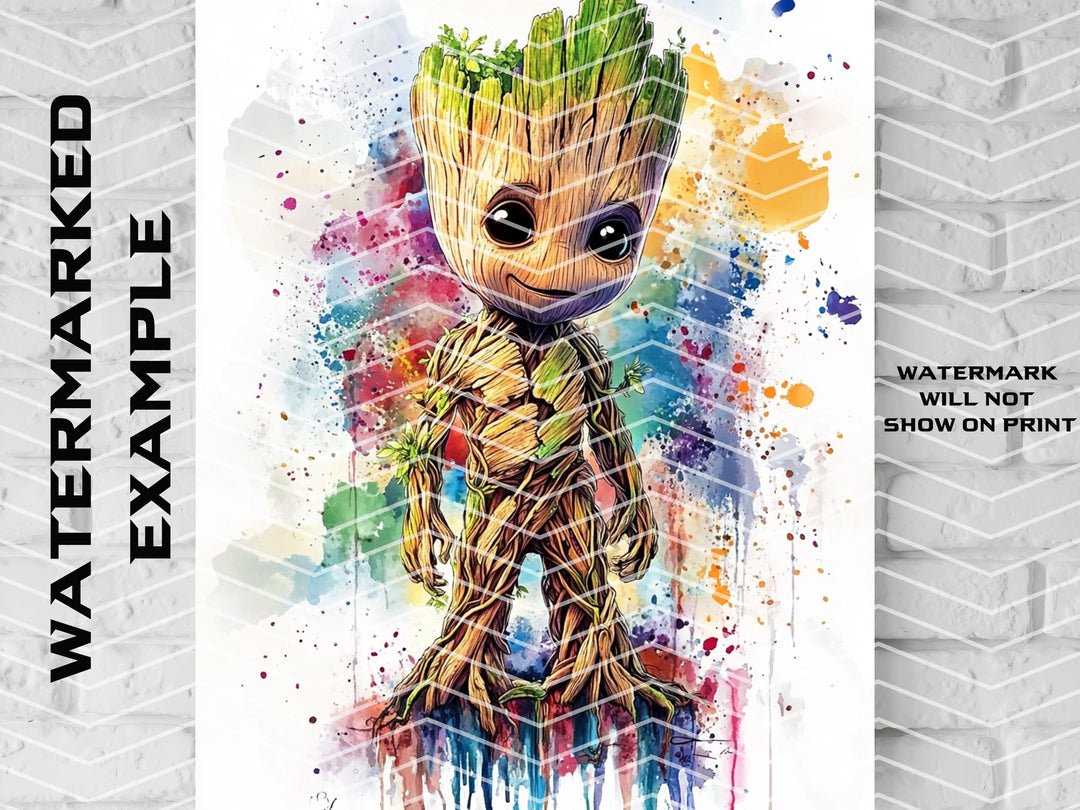 Groot Watercolor Canvas, Groot Gift, Groot Poster, Groot Art, Avengers Canvas, Avengers Art, Avengers Poster, Avengers Art