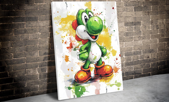 Yoshi Watercolor Canvas, Yoshi Gift, Yoshi Poster, Yoshi Art, Mario Canvas, Mario Art, Mario Poster, Mario Art