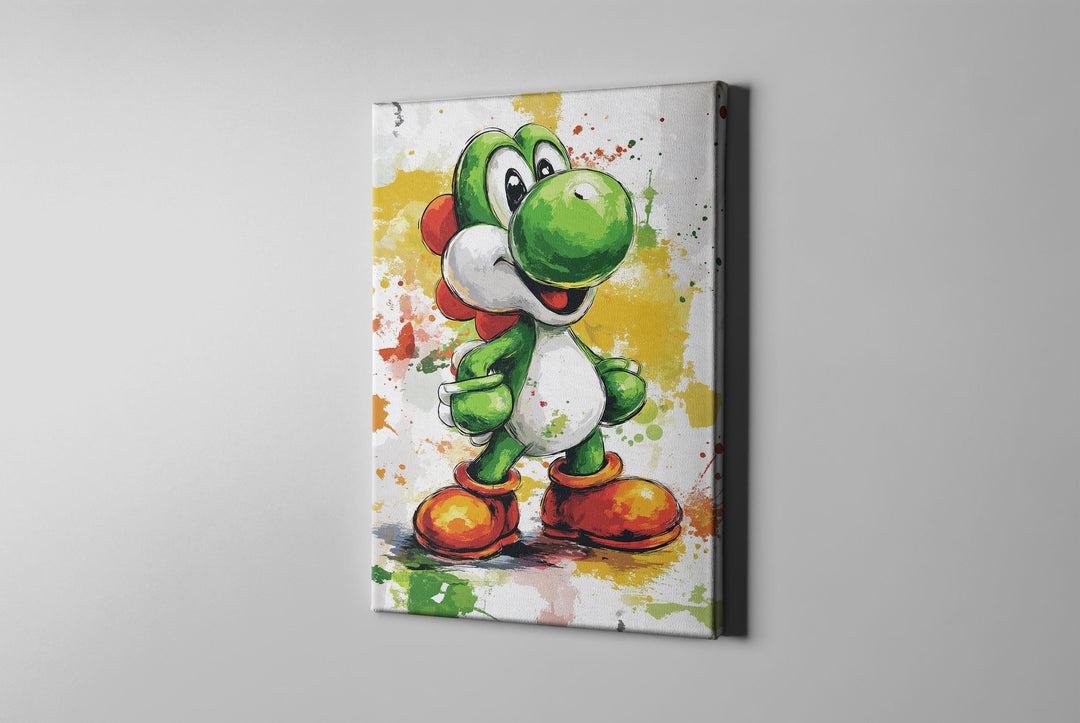 Yoshi Watercolor Canvas, Yoshi Gift, Yoshi Poster, Yoshi Art, Mario Canvas, Mario Art, Mario Poster, Mario Art