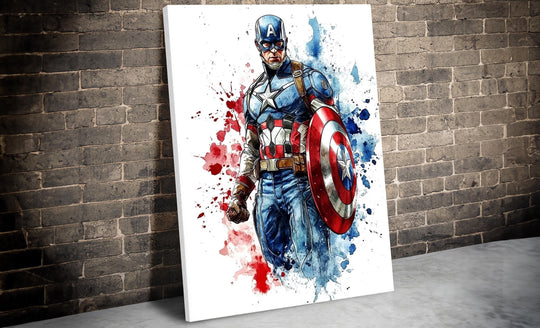 Captain America Watercolor Canvas, Captain America Gift, Captain America Poster, Captain America Art, Avengers Canvas, Avengers Art