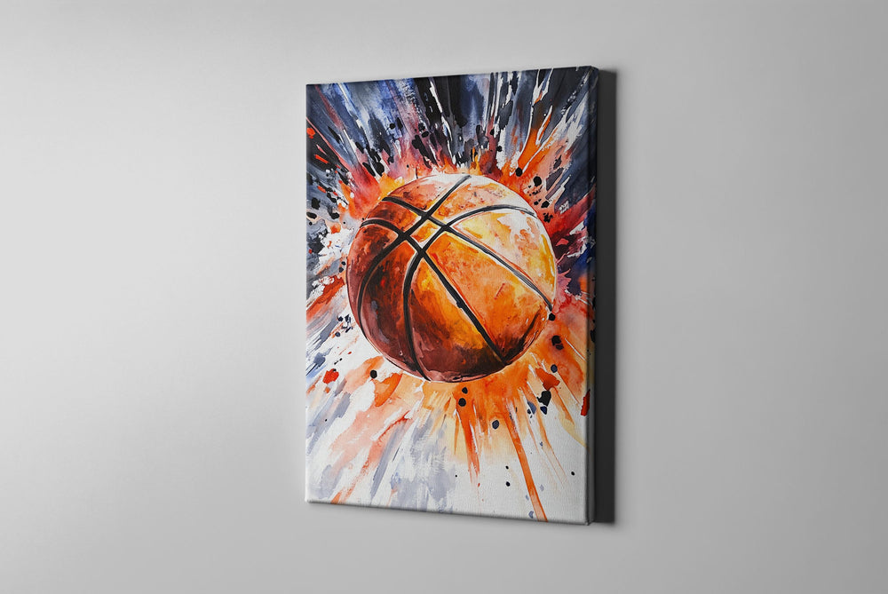 Basketball Art, Basketball Gift, Basketball Canvas, Basketball Watercolor, Basketball Painting, Basketball Decor