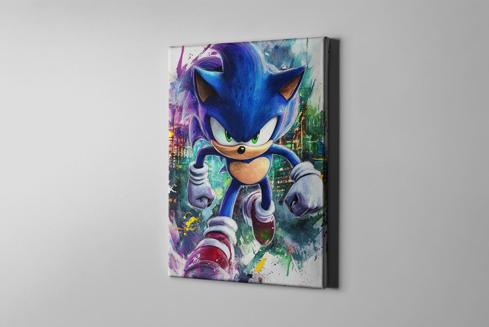 Sonic Watercolor Canvas, Sonic Gift, Sonic Art, Sonic Poster, Video Game Poster, Sonic Art, Sonic Decor