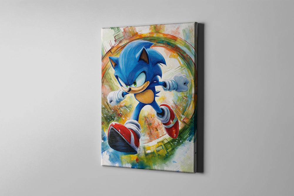 Sonic Watercolor Canvas, Sonic Gift, Sonic Art, Sonic Poster, Video Game Poster, Sonic Art, Sonic Room Decor