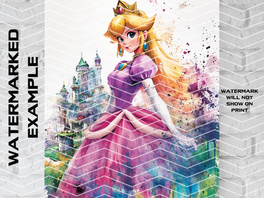 Princess Peach Canvas, Princess Peach Art, Mario Gift, Mario Art, Mario Poster, Princess Peach Decor, Mario Art, Mario Room Decor