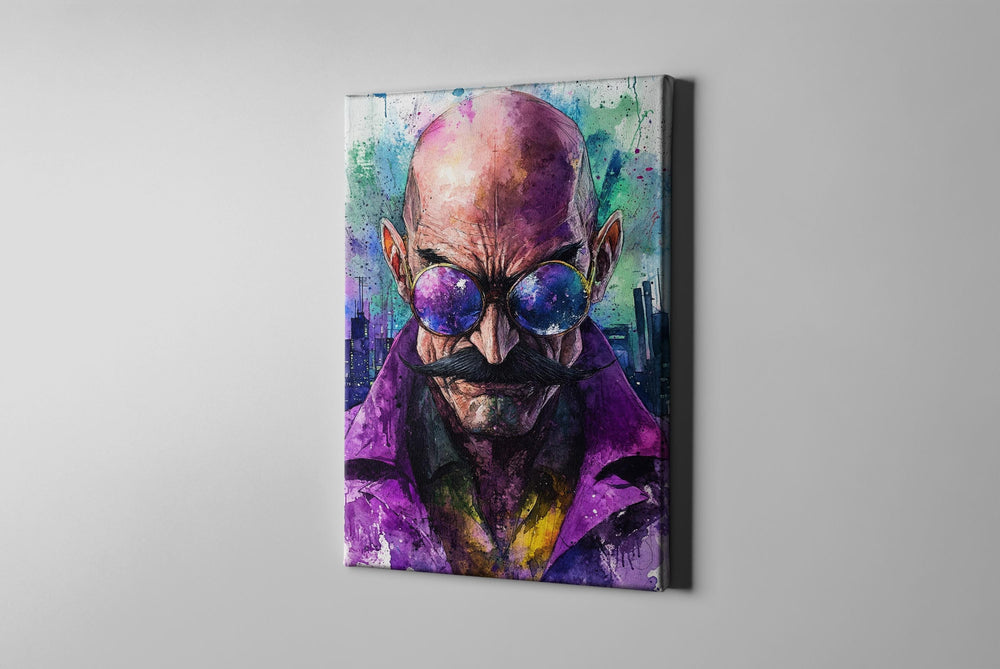 Dr. Eggman Watercolor Canvas, Sonic Gift, Dr. Eggman Art, Sonic Room Decor