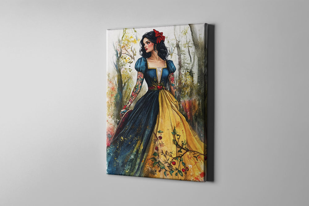 Fan Art Snow White, Snow White Watercolor Canvas, Snow White Art, Snow White Painting, Punk Rock Princess, Snow White Gift, Snow White Decor