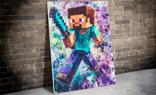 Minecraft Art, Minecraft Canvas, Minecraft Gift, Minecraft Poster, Minecraft Watercolor, Minecraft Artwork, Minecraft Print