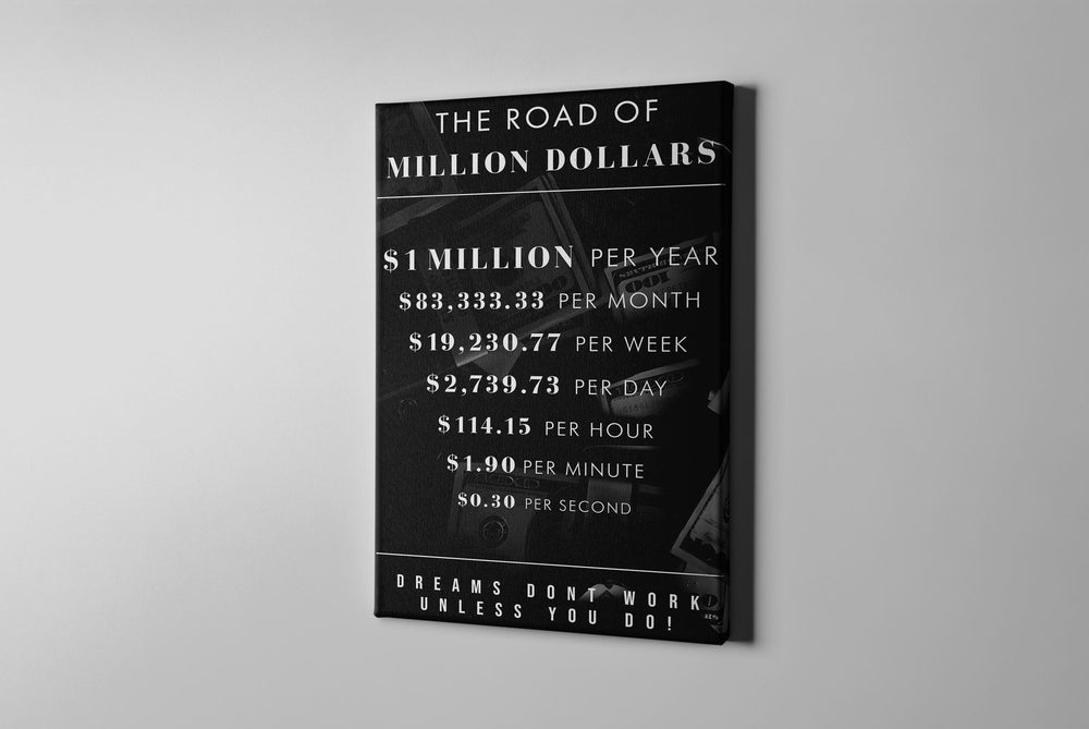 Millionaire Motivational Canvas, Entrepeneur Art, Hustle, Office Art, Canvas, Money Art, Stock Trader Gift, Day Trader, 10x, Poster