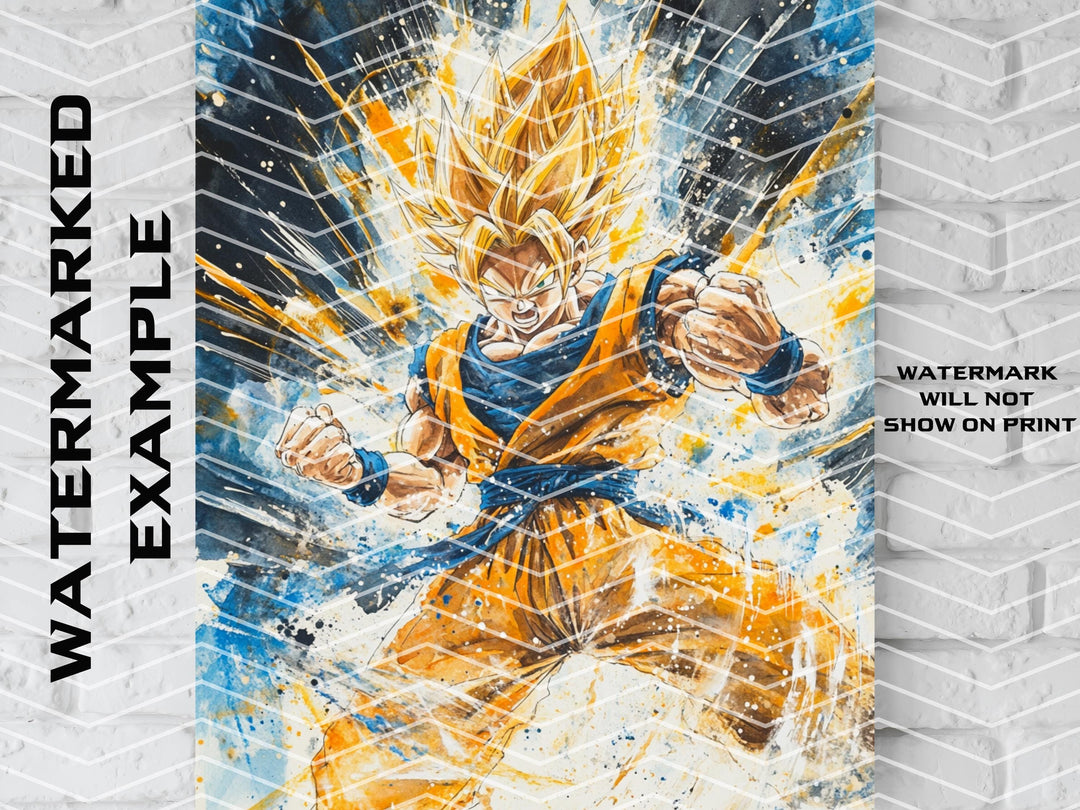 Goku Watercolor Canvas, Goku Gift, Goku Poster, Dragonball Poster, Dragonball Art, Dragonball Canvas, Super Saiyan Goku