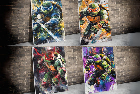 Fan Art, 4 Pieces, Raphael Art, Turtles Gift, Turtles Poster, Raphael Poster, Turtles Canvas, Watercolor, Leonardo, Michaelangelo, Donatello