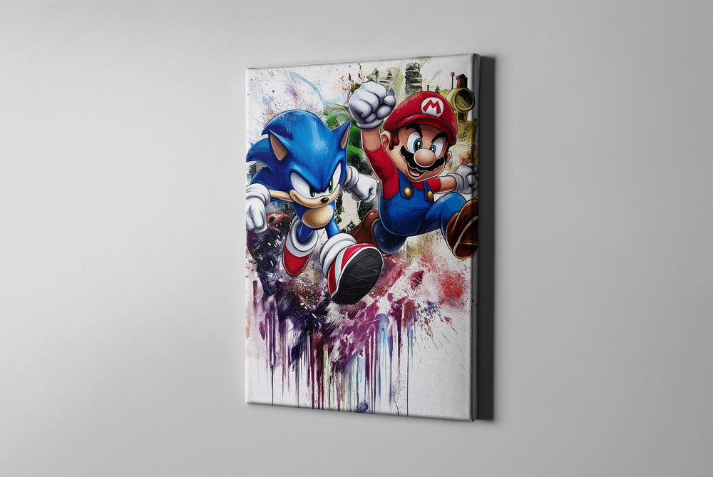 Sonic Watercolor Canvas, Sonic Gift, Sonic Art, Sonic Poster, Video Game Poster, Sonic Art, Sonic Room Decor, Sonic and Mario, Mario Art