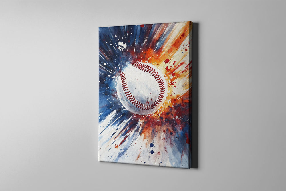 Baseball Art, Baseball Gift, Baseball Canvas, Baseball Watercolor, Baseball Painting, Baseball Decor