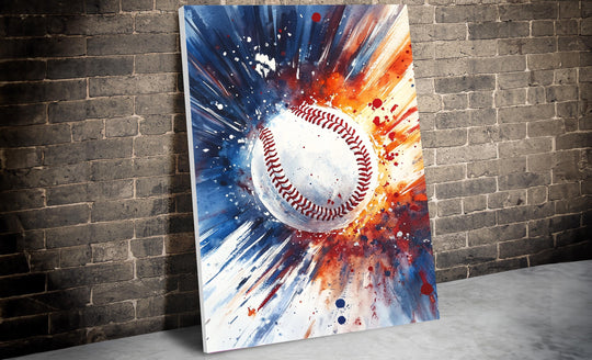 Baseball Art, Baseball Gift, Baseball Canvas, Baseball Watercolor, Baseball Painting, Baseball Decor