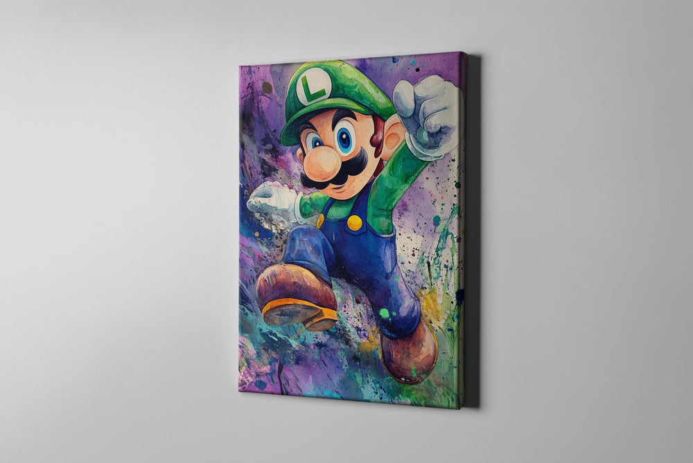 Luigi Watercolor Canvas, Luigi Gift, Luigi Poster, Super Mario Poster, Super Mario Art, Super Mario Canvas, Super Mario Decor