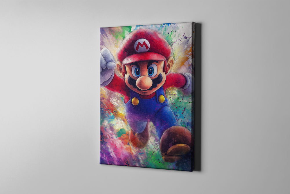 Mario Watercolor Canvas, Mario Gift, Mario Art, Mario Poster, Video Game Poster, Mario Art, Mario Room Decor