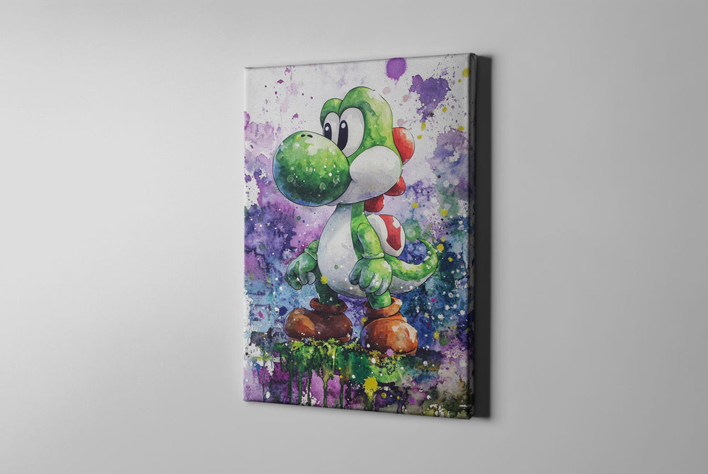 Yoshi Watercolor Canvas, Yoshi Gift, Yoshi Poster, Yoshi Art, Mario Art, Mario Poster, Mario Art, Super Mario Decor