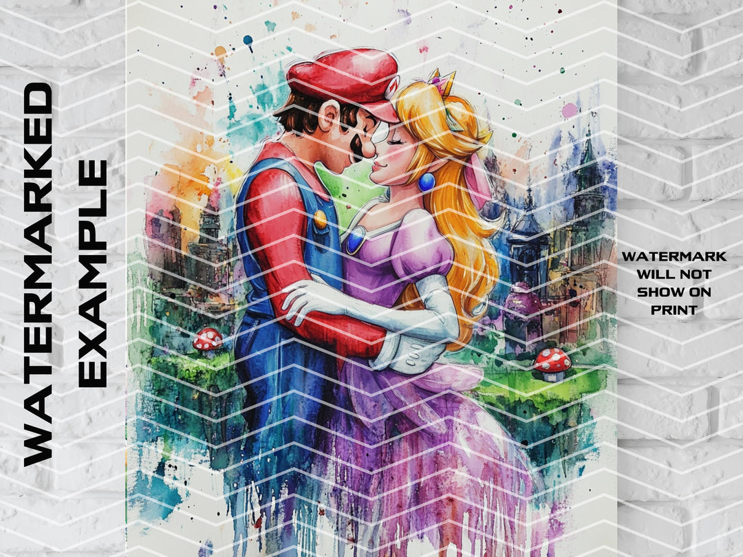 Princess Peach Canvas, Princess Peach Art, Mario Gift, Mario Art, Mario Poster, Video Game Poster, Mario Art, Mario Room Decor