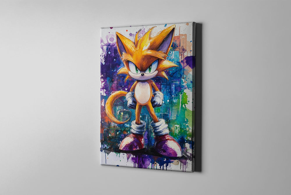 Tails Watercolor Canvas, Tails Gift, Tails Art, Tails Poster, Miles Art, Sonic Art, Sonic Room Decor, Miles Artwork