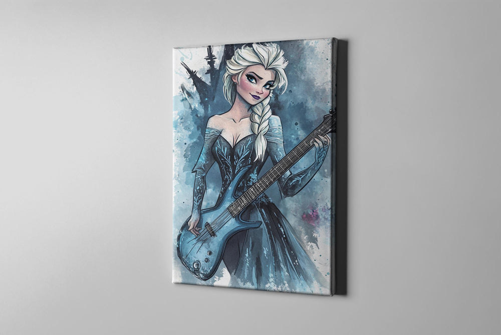 Fan Art Elsa, Elsa Watercolor Canvas, Elsa Art, Punk Rock Elsa, Elsa Gift, Elsa Painting, Elsa Poster, Punk Rock Princess, Tattooed Elsa