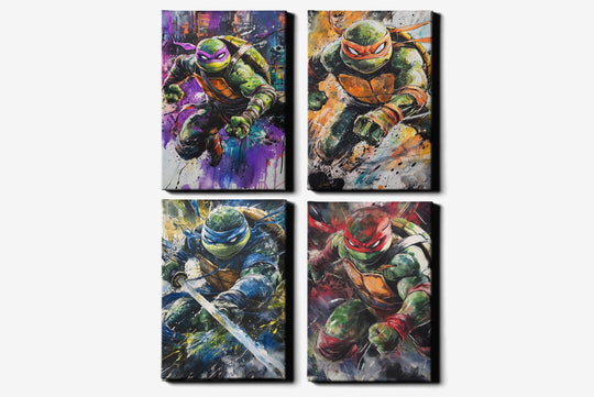 Fan Art, 4 Pieces, Raphael Art, Turtles Gift, Turtles Poster, Raphael Poster, Turtles Canvas, Watercolor, Leonardo, Michaelangelo, Donatello